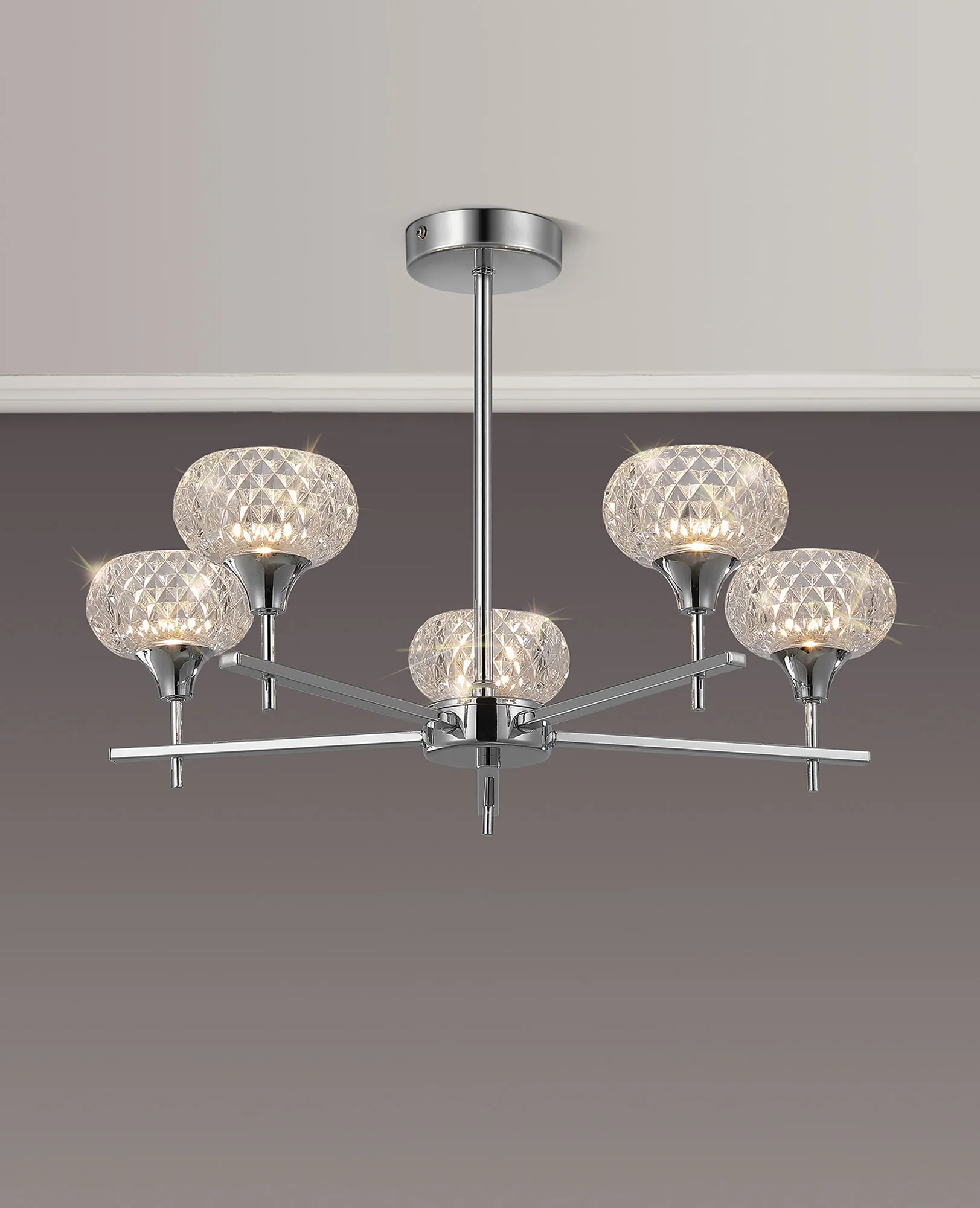 Aria Glass Fixed Pendant 5 Light IP44 Polished Chrome D0847CH  Deco Aria